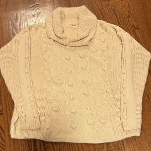 Yarnworks cotton ramie cowl neck sweater cream size small - VINTAGE